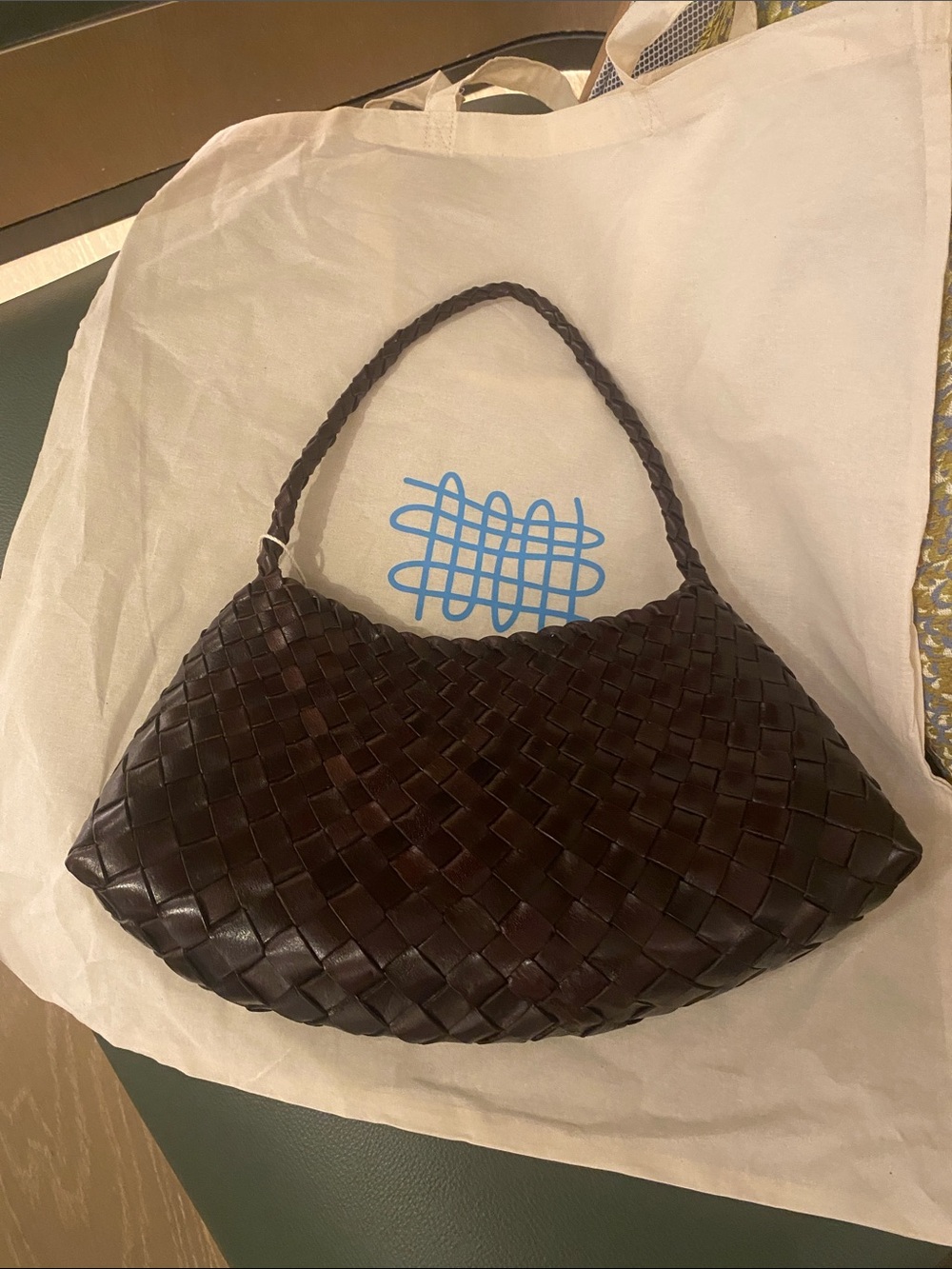 Dragon Diffusion Braided Woven Shoulder Bag in Dark Brown